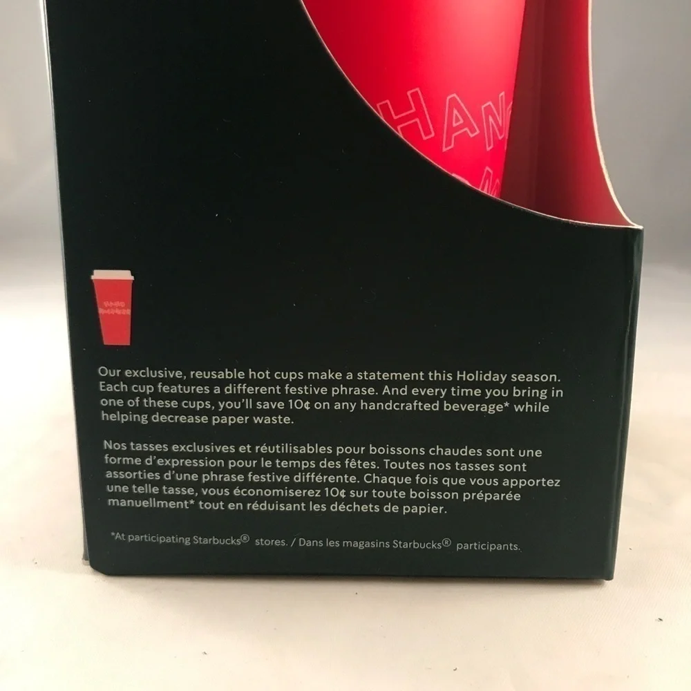 Starbucks Holiday 2019 Reusable Hot Cups- 6 cups in package- New in Box